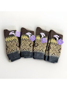 Vintage 2003 GOLDTOE Mens Sock Size 9-11 Snowflake Crew Socks, Lot of 4 Pair